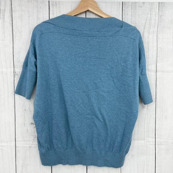 CAbi XXS Blue Silk Blend Sweater sweatshirt short sleeve pullover knit womens - Picture 2 of 8